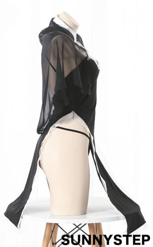 SUNNYSTEP Sister Cosplay Sexy Lingerie, Plus Sizes S-6L, Open-Breasted Costume, See-Through Sheer Set with Bust Cutout, Cute Babydoll (Black, 3XL)
