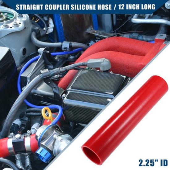 Single 12" Long 225" 4-Ply ID Car Straight Coupler Silicone Hose Pipe Tube Red