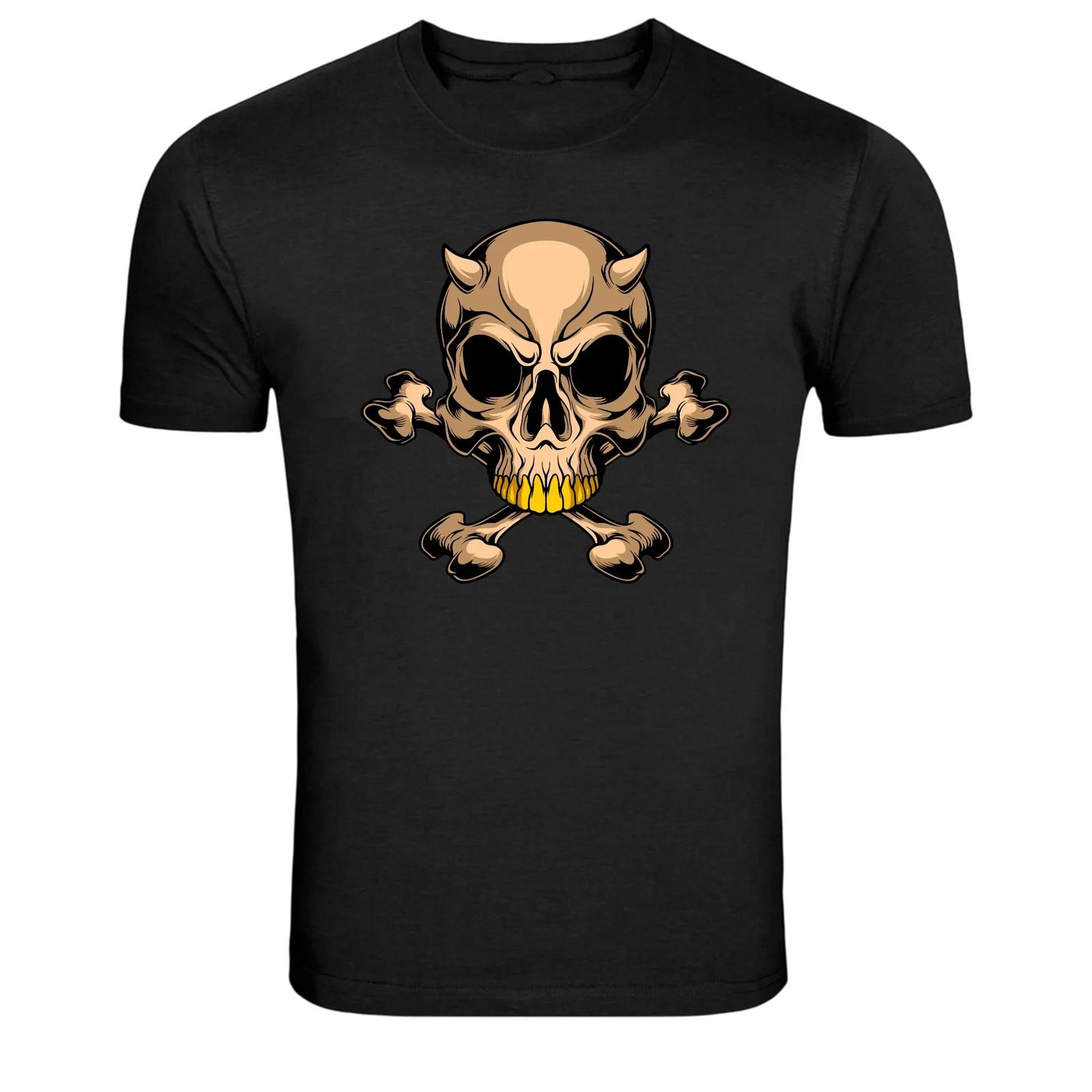 Devil Skull Crossbones Dark Gothic Graphic T-Shirt 2XL