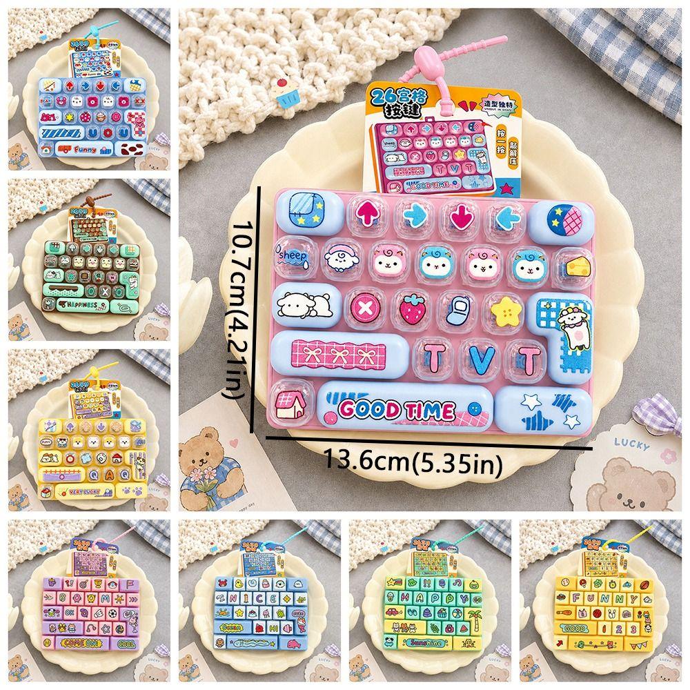Clear Key Sounds 26 Keys Keyboard Keychain Pressable Keys Fingertip Button Key Ring Office Use