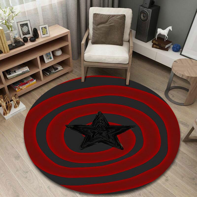 Minimalist Round Stained Glass Multicolor Rug Pad, Non-Slip Floor Mat for Family Room