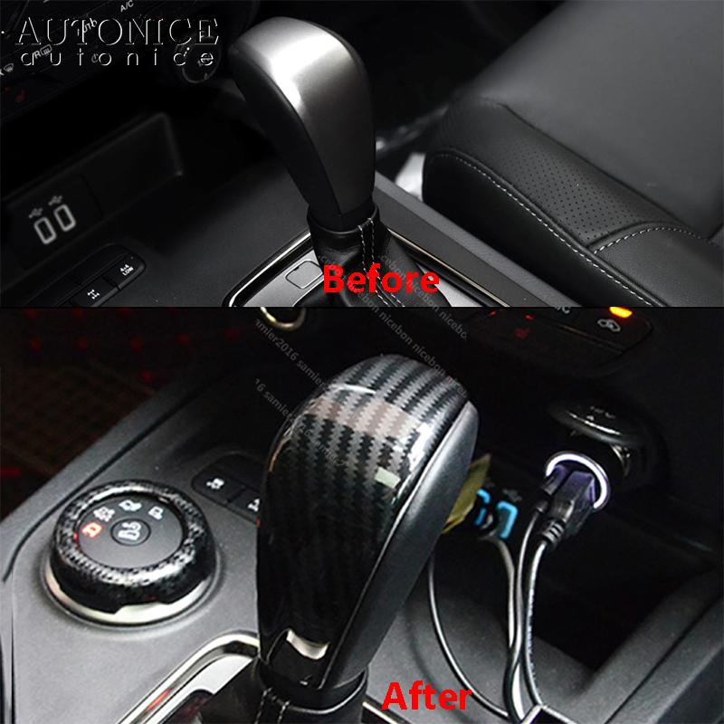 Fit for Mazda BT-50 BT50 2012 2013 2014 2015 2016 2017 2018   AT Carbon Fiber Color Gear Shift Knob Decorator Cover