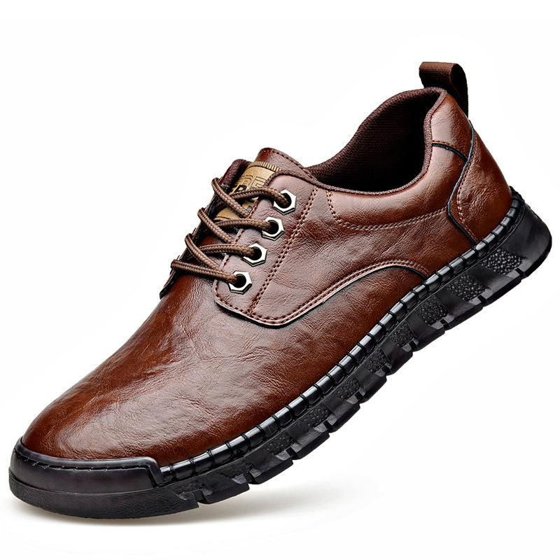 Solid Color Big Size Men's Business Casual Leather Shoes Spring Autumn Lace New Designer Shoes for Men
