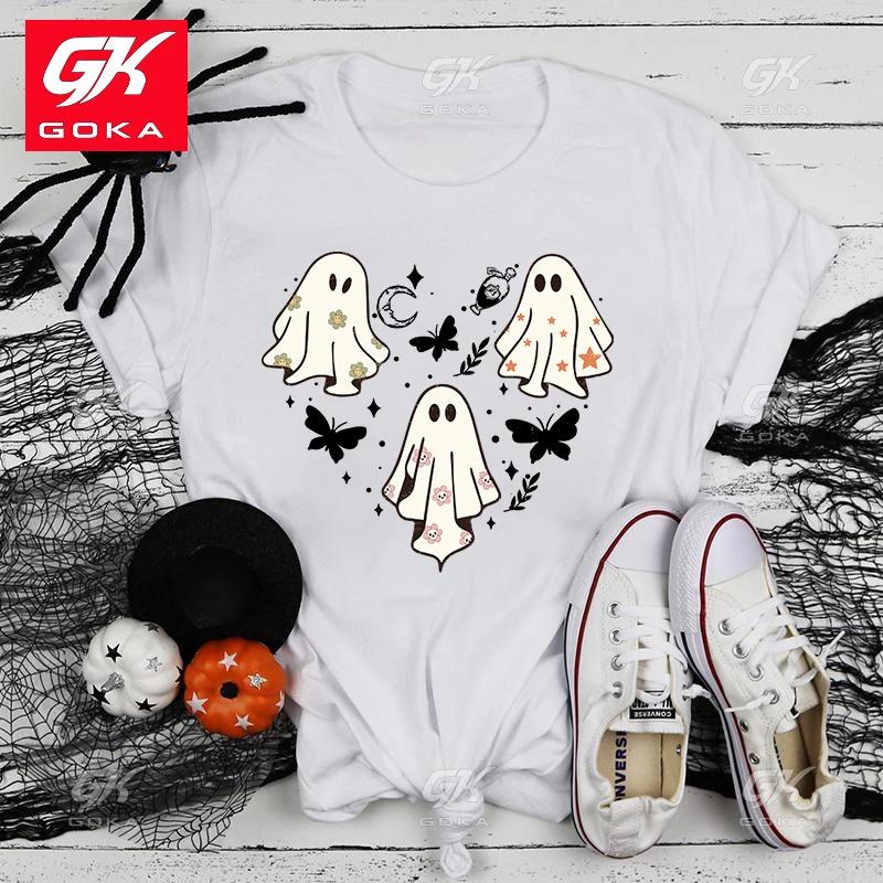

Premium Cotton T Shirt Halloween Boo Love Trend Style Cute casual Clothes Women Print Lady Female Clothing Tops Short Shirt Tees S