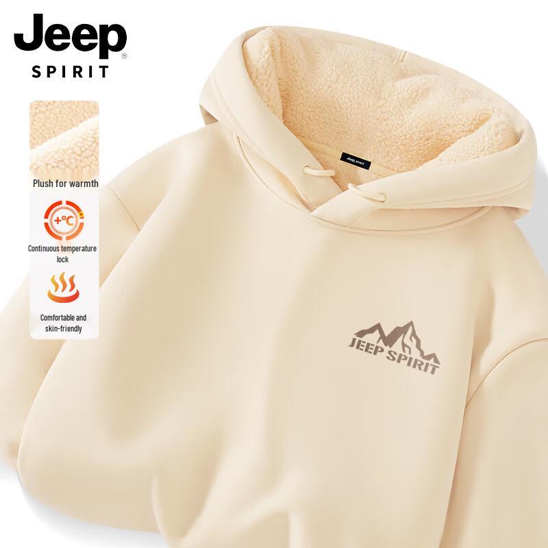 JEEP SPIRIT Men's Heavyweight Lambswool Hooded Sweatshirt