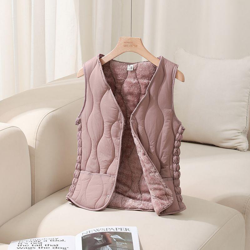 Down cotton vest women's velvet thickened new slim-fit short thermal liner collar bottomed light vest