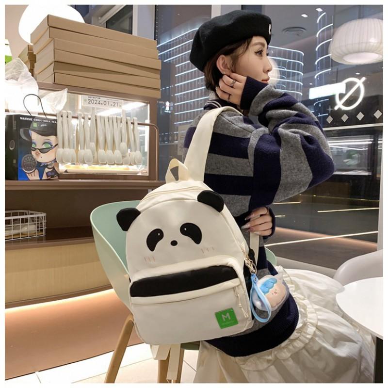 Cute Panda Bag Cartoon Backpack Ins Girl Soft Mini College Middle School Students Small Schoolbag