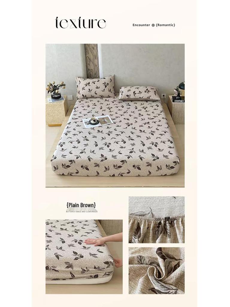 Retro-Stil Rutschfeste Weiche Leinen-Baumwolle Spannbettlaken, Doppellagige Crinkle-Gaze, Schrumpffrei, Atmungsaktiv, Verdickte Tagesdecke R