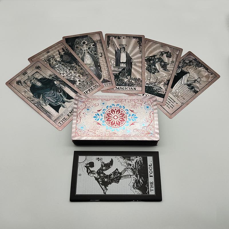 Fantastique 80 Cartes de Tarot Feuille d'Argent Qualité PVC Imperméable Avec Boîte à Rabat Comme Cadeau de Luxe