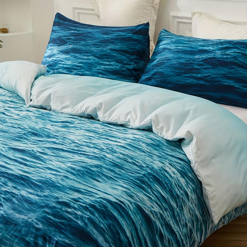 Blue Sea Surface Comforter Cover Set, Ultra Soft Bedding