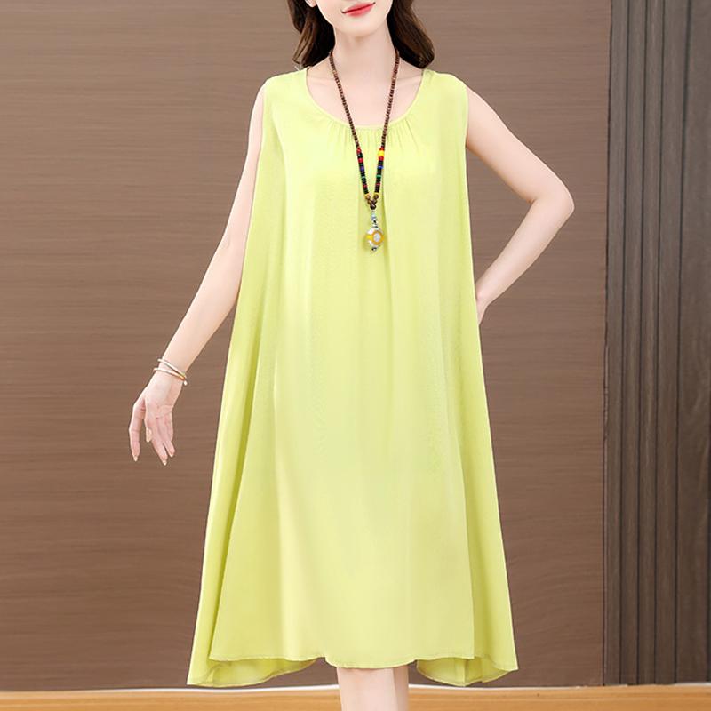 Elegant Woman Summer Dress Casual Loose Plus Size Sleeveless Dresses Female Clothing