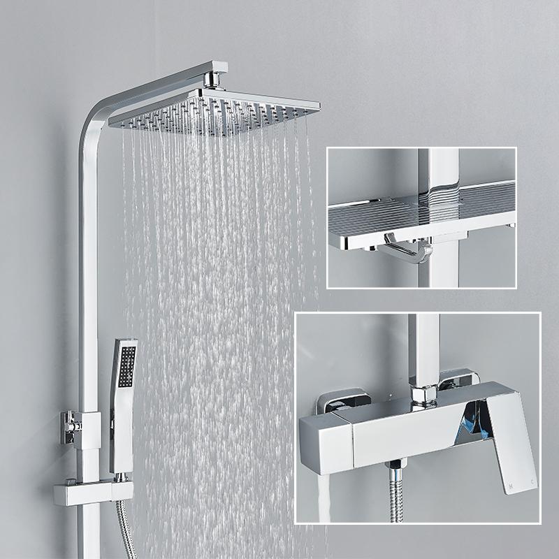 Bathroom Faucet Chrome/Black Rain Shower Head Bath Faucet Wall Mounted Bathtub Shower Mixer Tap Shower Faucet Shower Set Mixer