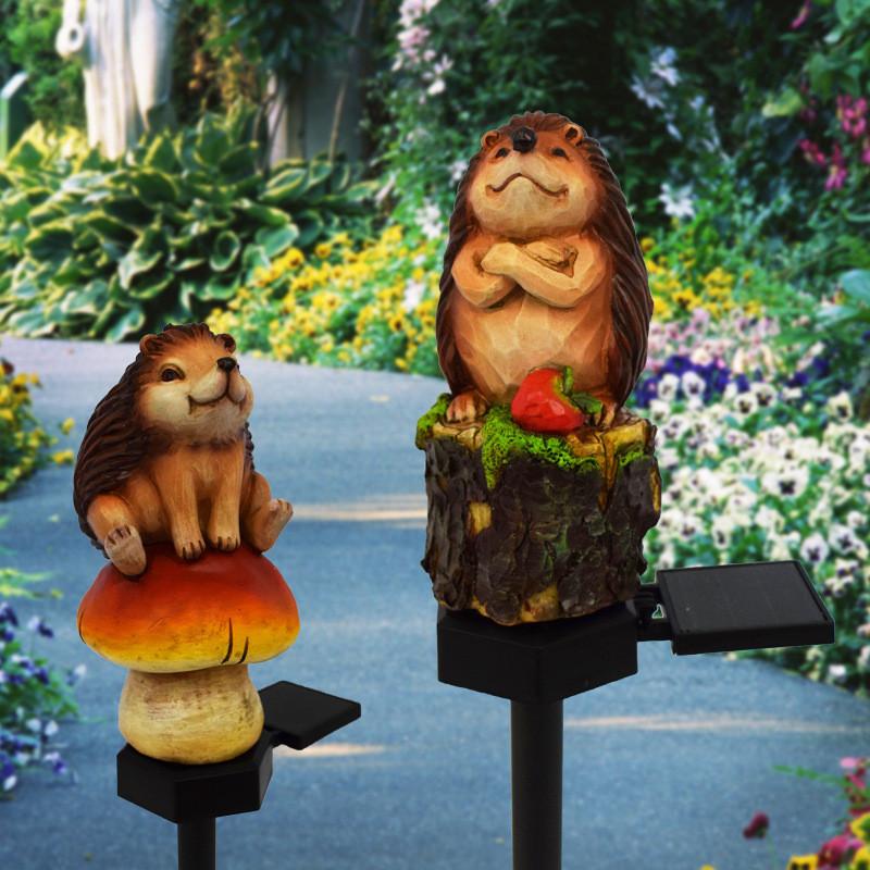 Solar Garden Led Hedgehog Figurine Lamp With Waterproof For Landscape Decoration