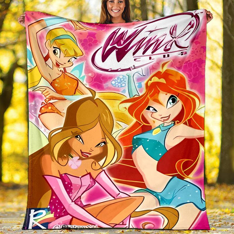 Winx Club printed throw blanket—lightweight,soft,warm;versatile blanket for all seasons—perfect as &air-conditioning throw,nap blanket