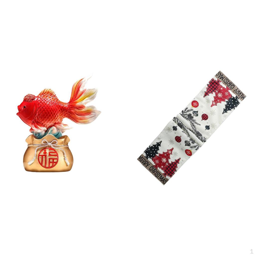 Chinese Feng Shui Fish Statue Holiday Gift Koi Sculpture for Entryway Office Home Decor Christmas