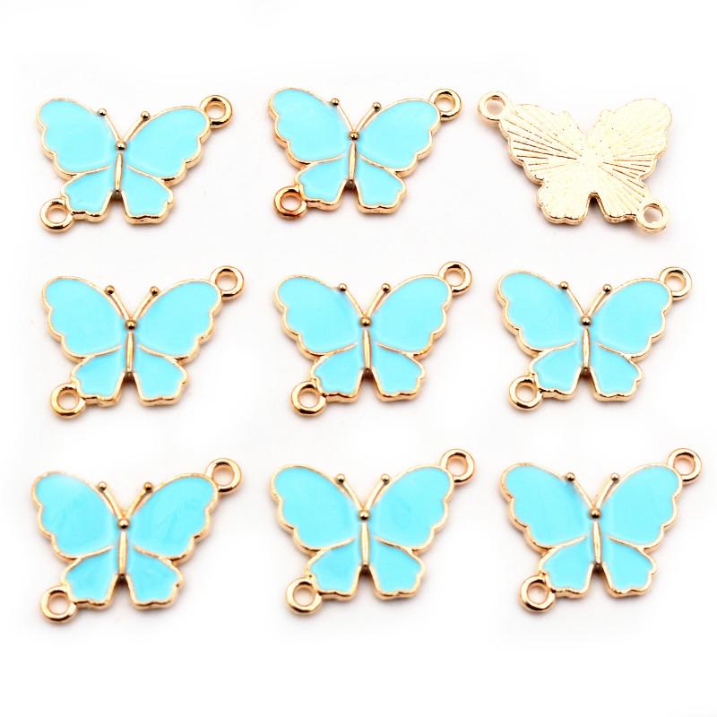10pcs 15x20mm Double Loops Butterfly Charms Pendant Enamel Alloy Metal Charms DIY Jewelry Accessories for Necklace Bracelet