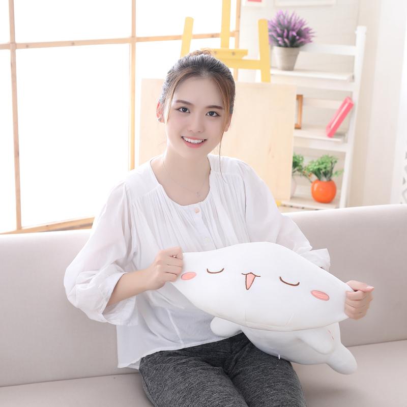 Kawaii Cat Plush Toy Stuffed 35cm 50cm 65cm Lying Cat Pillow White Grey Kids Toys Birthday Gift for Children