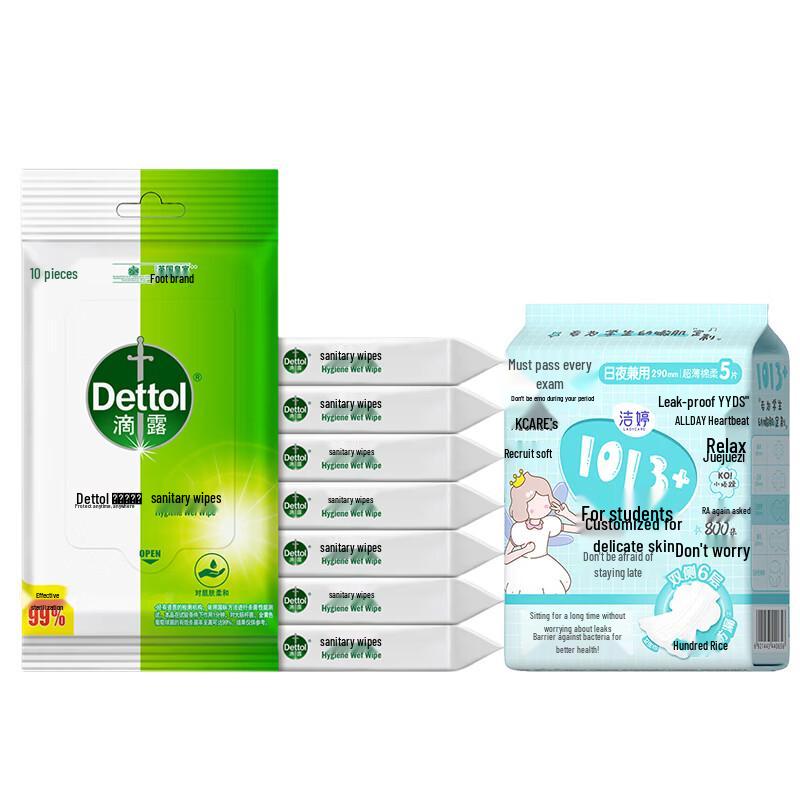 

Набор: Дезинфицирующие салфетки Dettol и ночные прокладки Jieting