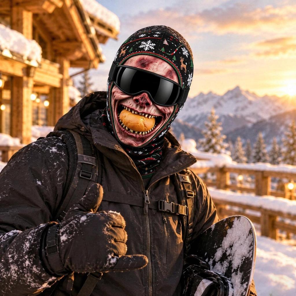 Maschera da sci integrale novità con stampa 3D di vecchio, antivento invernale per il freddo, occhiali da sole non inclusi
