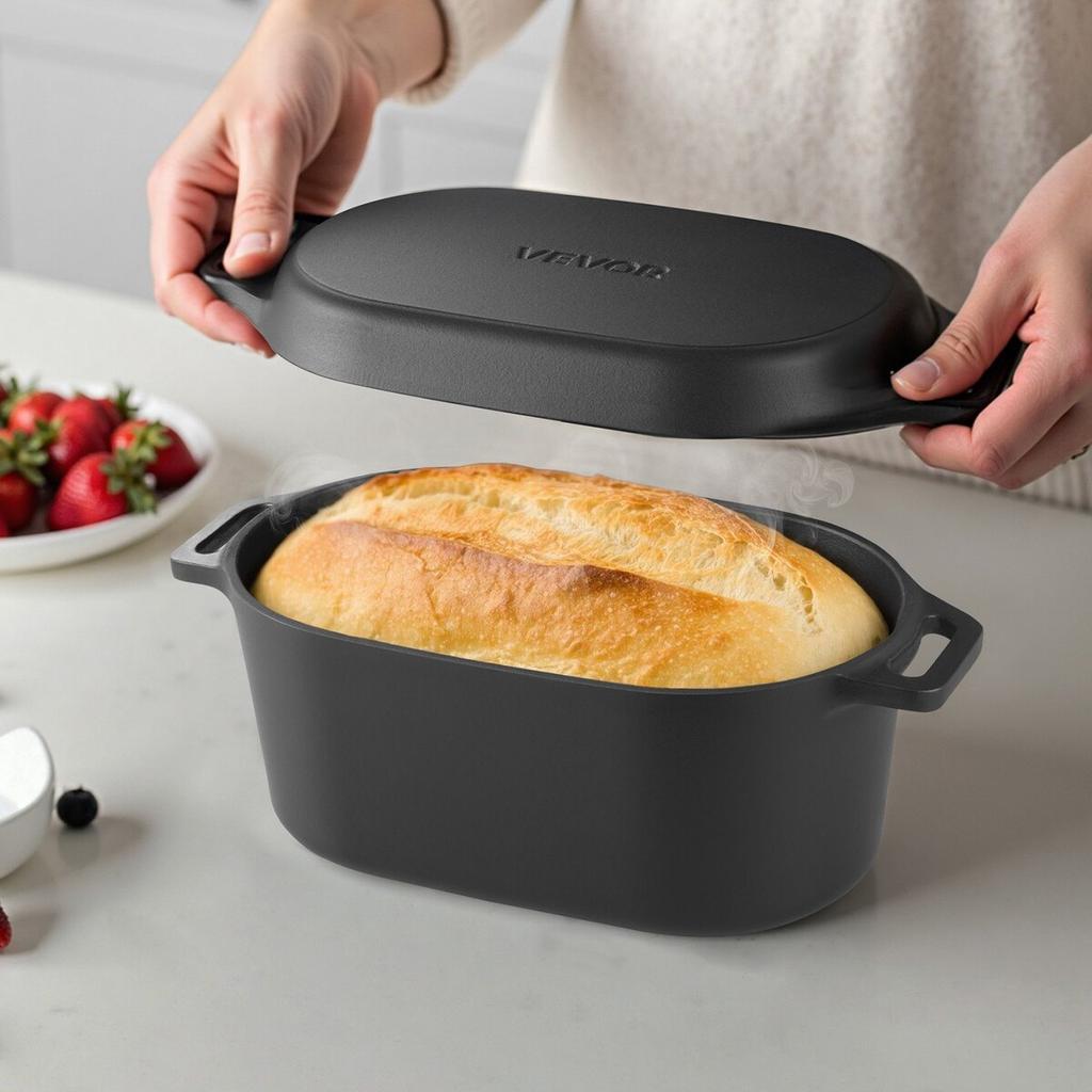 Enameled Cast Iron Dutch Oven, 3.3L Pot with Lid and Dual Handles, Heavy-Duty Durable Cookware Pan, Oven Induction Compatible Up To 260 , for