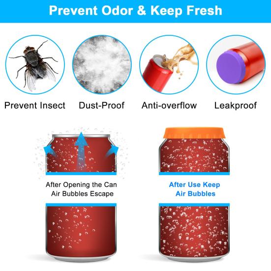 Silicone Soda Can Cover Lids Food Grade Vibrant Color Leakproof Universal Fit BPA Free Can Covers Beverage Can Lids