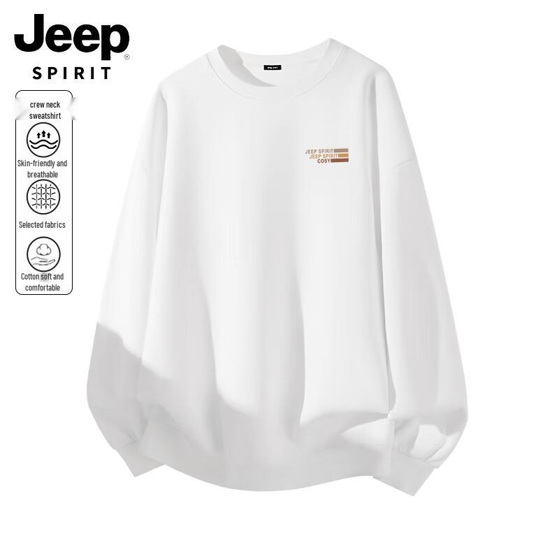 

JEEP SPIRIT Men s Printed Round Neck Long Sleeve Sweatshirt M