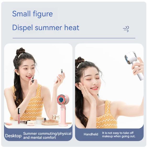 New Handheld Portable Fan Portable Carry-on Small Mini Rechargeable Super Quiet Fan Air Cooler Office Desk Outdoor Travel