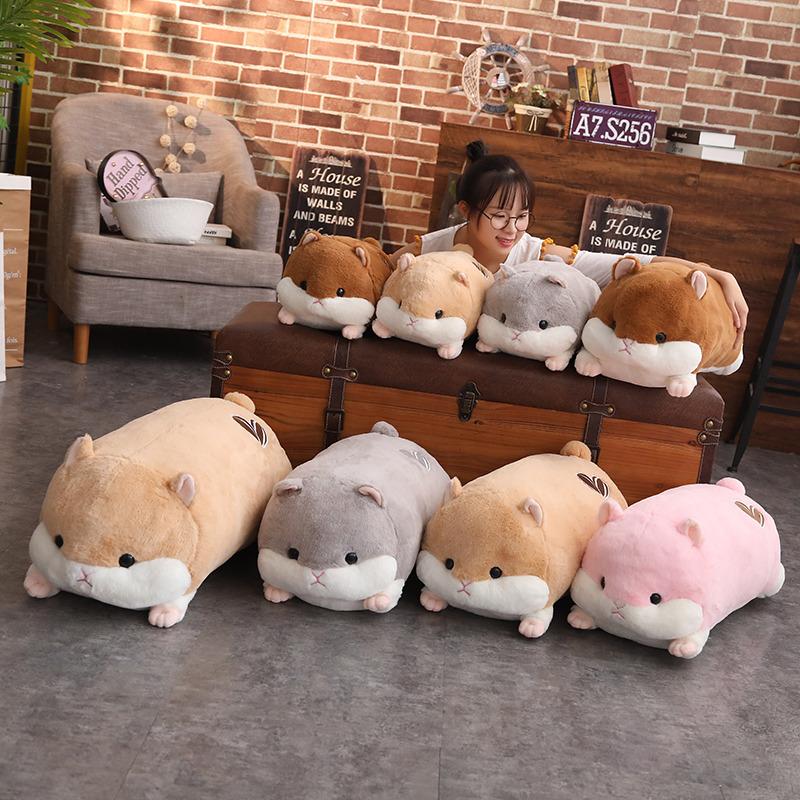 50-120cm New Doll Hamster Plush Toy Soft Stuffed Animals Pillow Girls Birthday Gifts Winter Hand Warm