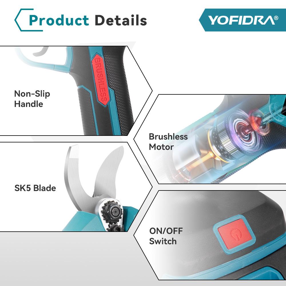 Yofidra Bürstenlose elektrische 8-Zoll-Kettensäge 32 mm Schere Teleskopstange Hochgarten-SchnittwerkzeugFür Makita 18V Akku Stifte