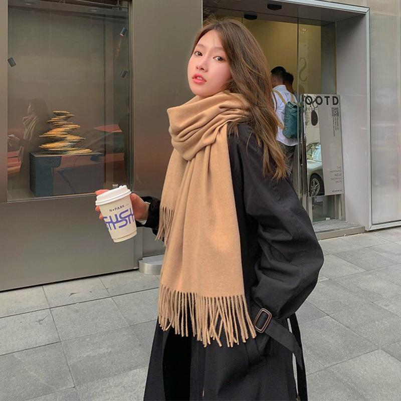 New Black Scarf Cashmere Woman Wool Ladies Scarf Warm Checkered Scarf Women's Winter Scarves Versatile Knitted Neck Muffler