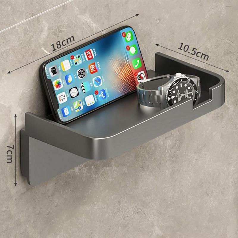 Suport pentru hârtie igienică, adeziv, fără găurire, montat pe perete, cu raft de depozitare