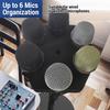 Ochun Microphone Holder, Display and Organize 6 Microphones, with Metal Adapter for Handheld Dynamic Wired Wireless Microphones, ABS Construction,