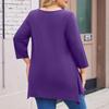 Womens Plus Size 3/4 Sleeve Shirts  Round Neck Tunic Tops Basic Loose Fit Tee Tops