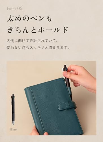 [LIB] A5 Water-Repellent Genuine Leather Planner Cover with Belt, Pen Holder, Two Bookmark Strings, and Three Pockets (Black Holes)