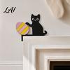 Wooden Animal Wall Art Cartoon Cat Door Frame Pendant Cute Black Corner Decorative Sticker Decoration for Photo Frames And Cabinets Funny Topper