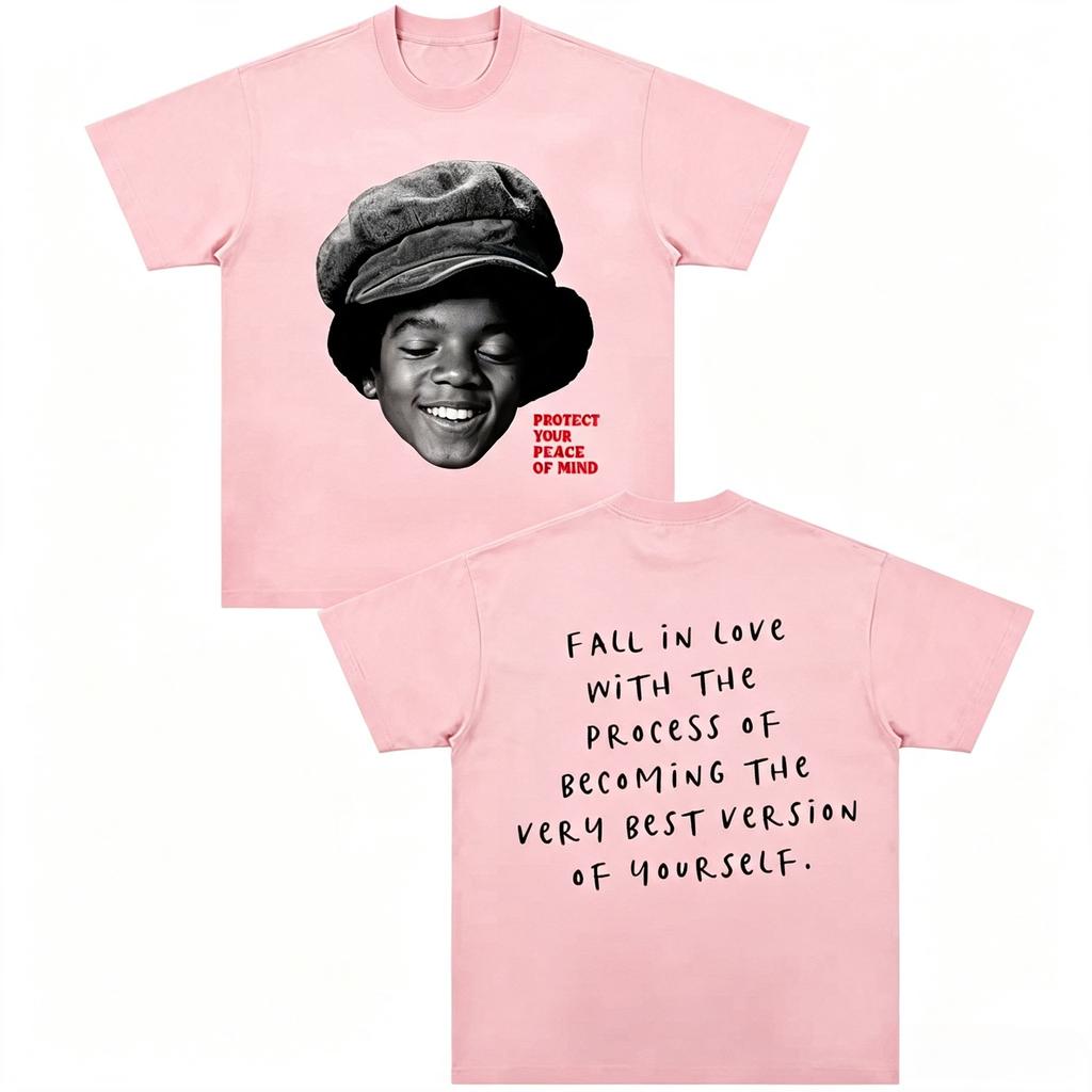 Vintage Michael Jackson Portrait "Fall in Love with The Process" T-Shirt Cotton Graphic Tee Men's and Women's Summer Streetwear