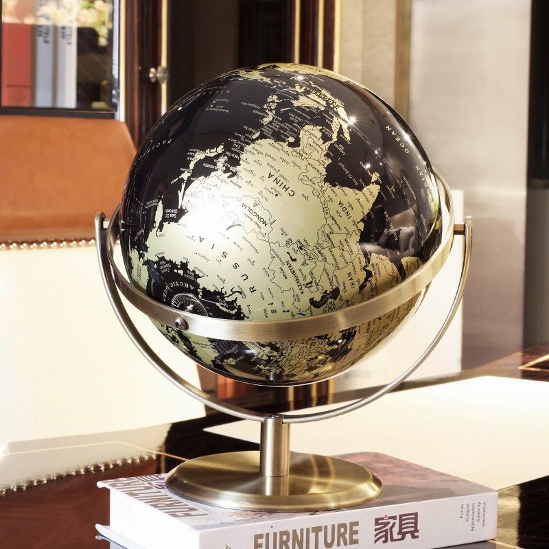 New 20/23cm Black Gold Rotating Globe British Home Office Decoration European Style Creative Handicraft Decoration Globe