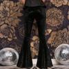 Women's Fashionable Color Vintage Velvet Flare Pants High Waist Stretchy Pant Casual Bell Bottom