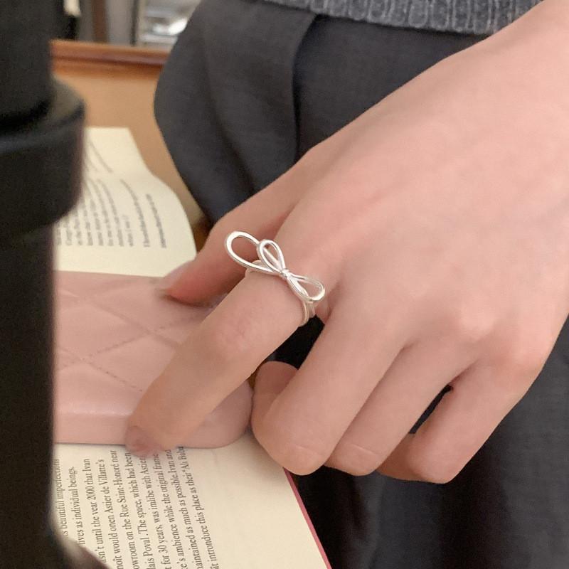 Stylish Geometric Bowknot Ring For Women Adjustable Copper Fashionable Accessory