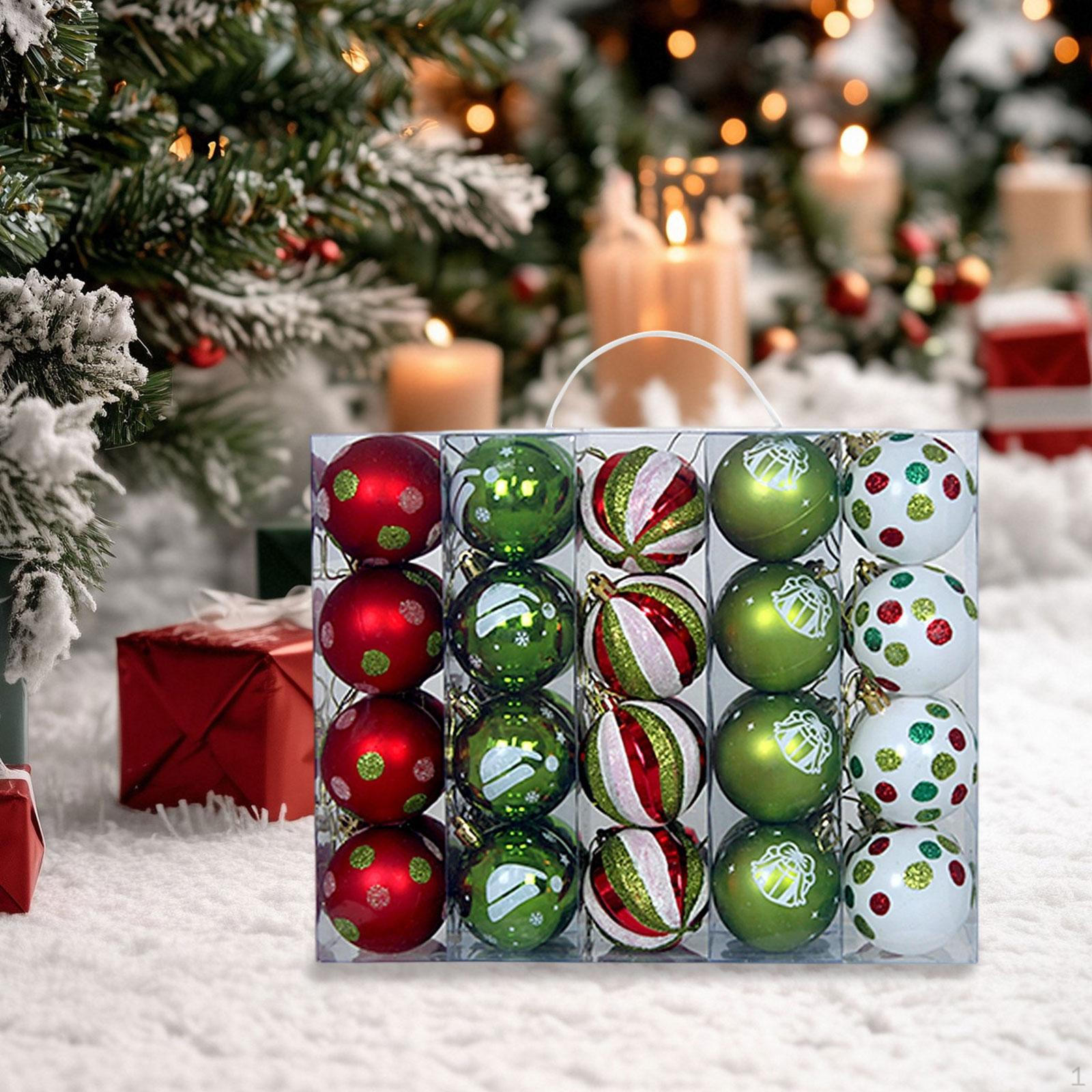 

40x Christmas Ball Ornaments Charm Pendants with Hanging Loops Decorative Baubles for