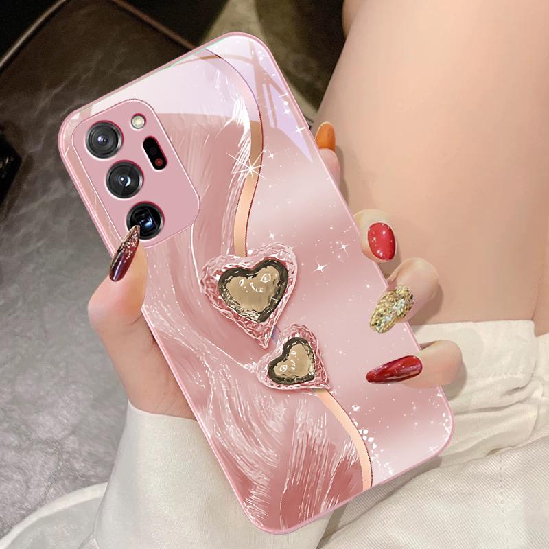 Amber Double Love For Samsung Galaxy Note 8 9 10 PRO 20 Ultra A01 02 03 Core 04E 4G 12 13 5G Tempering Glass Phone Case