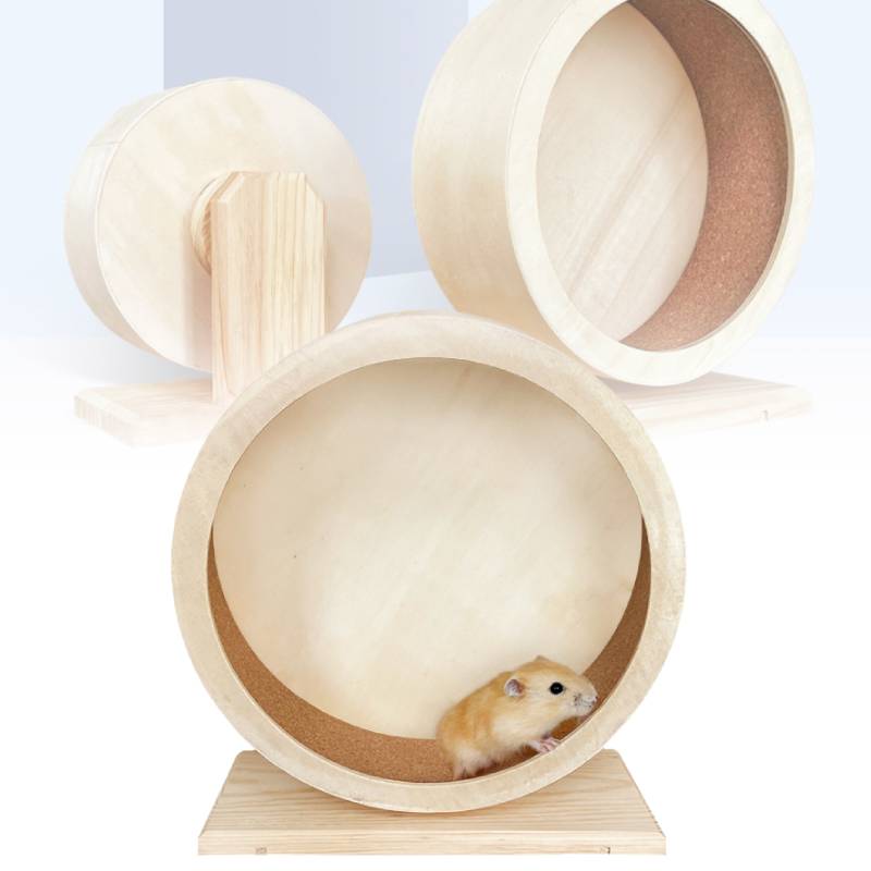 Exercise Wooden Hamsters Wheel Silent Smooth Running Pet Eco Decor Friendly