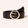 Minimalist Gold Round Buckle PU Belt – European & American Style
