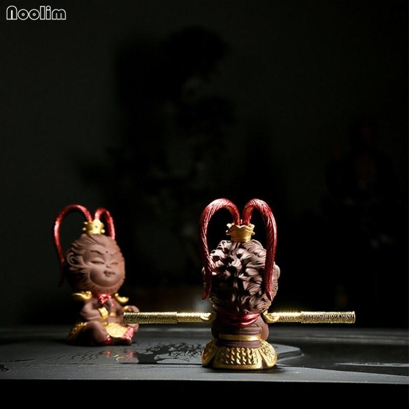 Lilla leire Monkey King Ornamenter Te Kjæledyr Keramikk Smådyrsfigur Hjem Bildekorasjon Håndverk