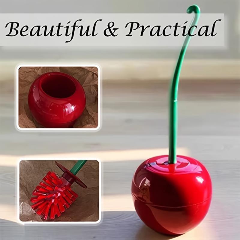 1pc Creative Toilet Brush with Holder Bowl Long Handle Bathroom Cleaning Tool Cleaner and Base Thick Bristle for Deep Clean-Rust Resistant Leakproof