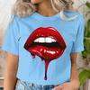 Casual Tee Shirt Lady Clothes Top Short Sleeve Casual Fashion Tshirt Summer Female T Women LIPS BLOOD Graphic T-shirts Clothing