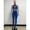 Women's Summer Hollow Tie Up Irregular Sleeveless Backless Tight Jumpsuit