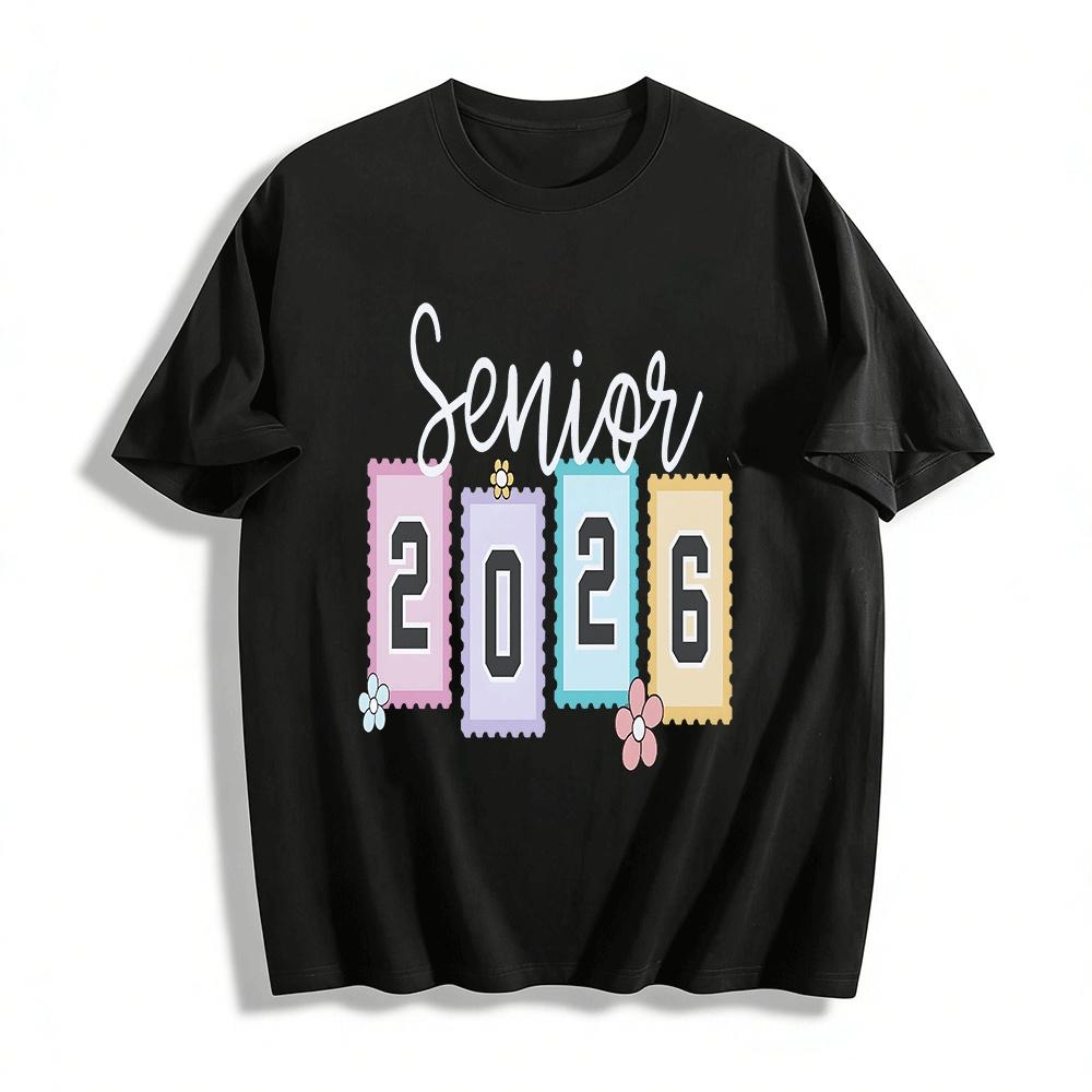 

Senior 2026 Graduation Printed Top Retro Campus Style T-Shirt Pure cotton T-shirt XXS