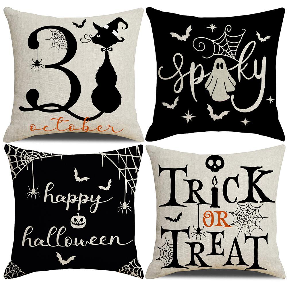 New Halloween Pillowcase Funny Pumpkin Ghost Horror Cat Party Cushion Sofa Pillow