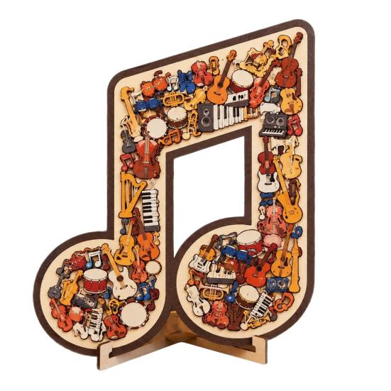 Musical Note Instrument Jigsaw Puzzle Ornament 3D Wooden Music Note Puzzle Musical Instrument B